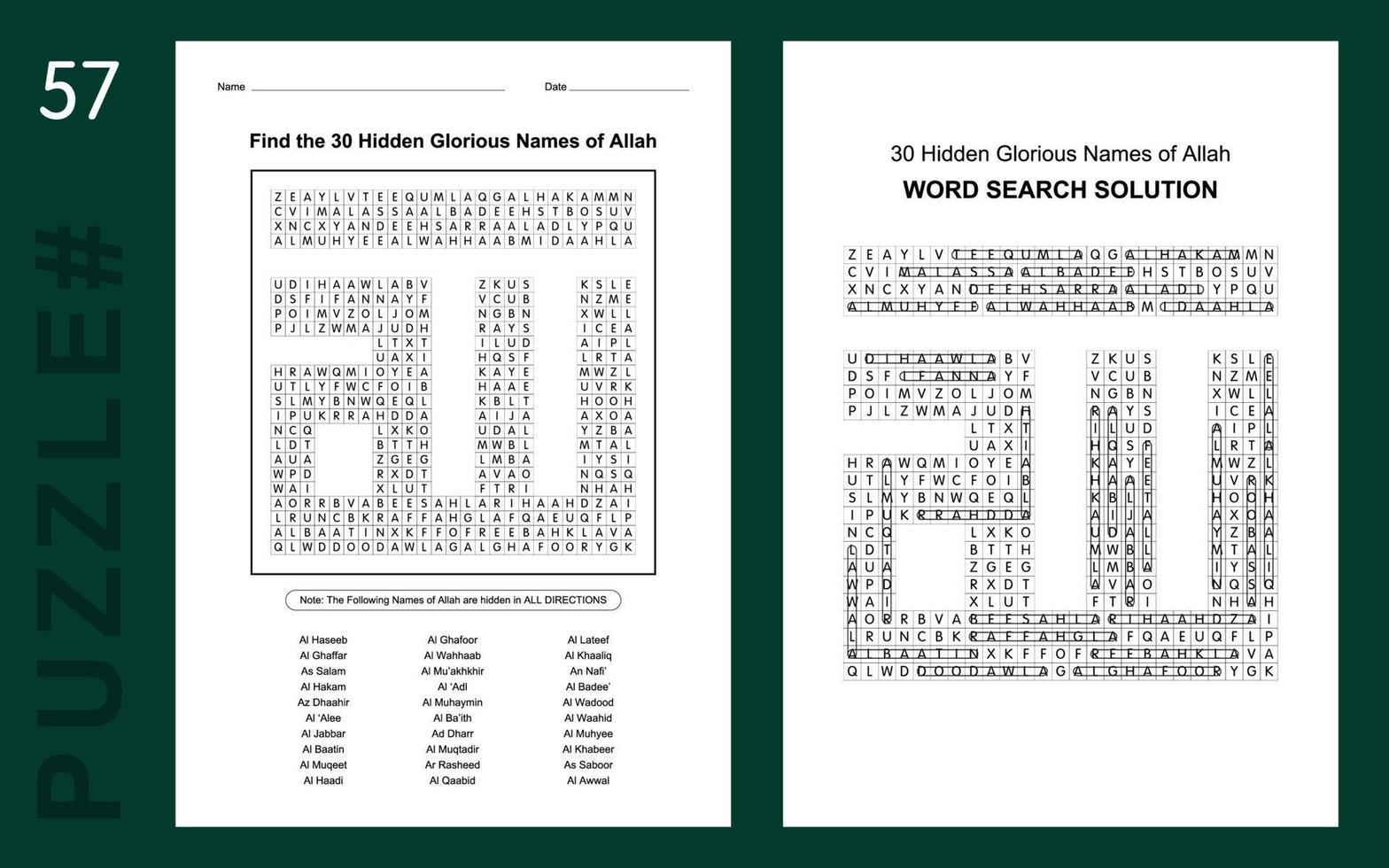 naamgodasmaularabireligiewoord puzzeleducatief kruiswoordraadsel engelsactiviteitkinderen sheetbrainteaserquizzoeken taakactiviteit uitdagingswerkblad vector