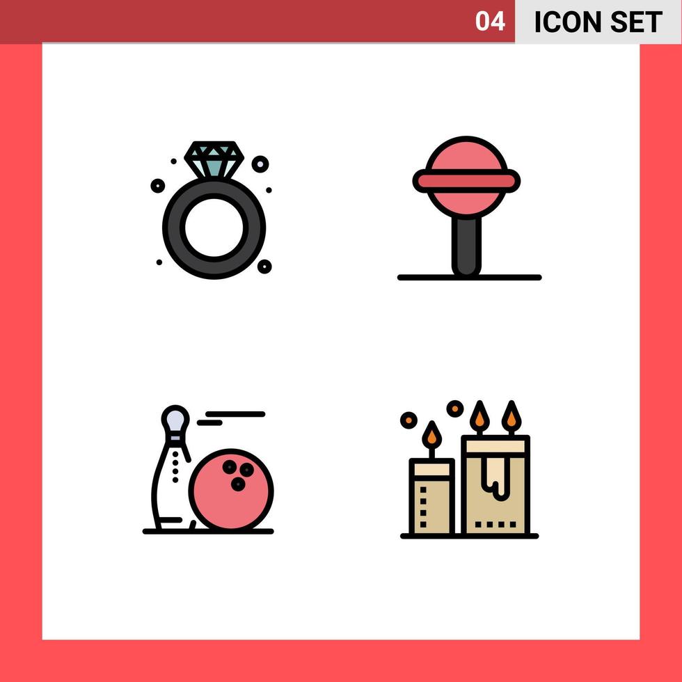 voorraad vector icoon pak van 4 lijn tekens en symbolen voor diamant brullen bruiloft geluid Speel bewerkbare vector ontwerp elementen