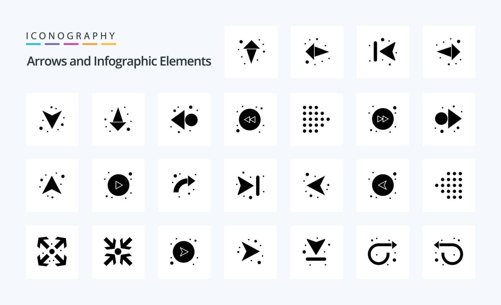 25 pijl solide glyph icoon pak vector