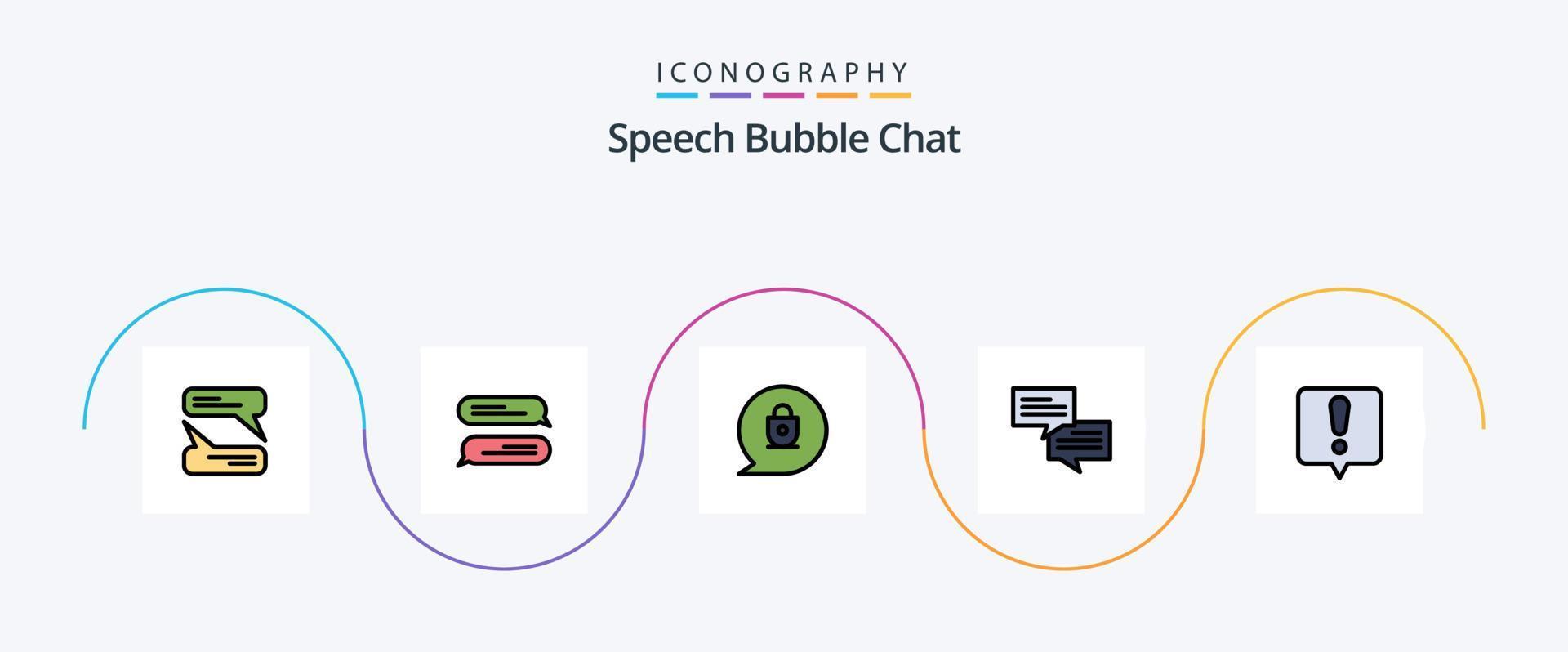 babbelen lijn gevulde vlak 5 icoon pak inclusief . bericht. vector