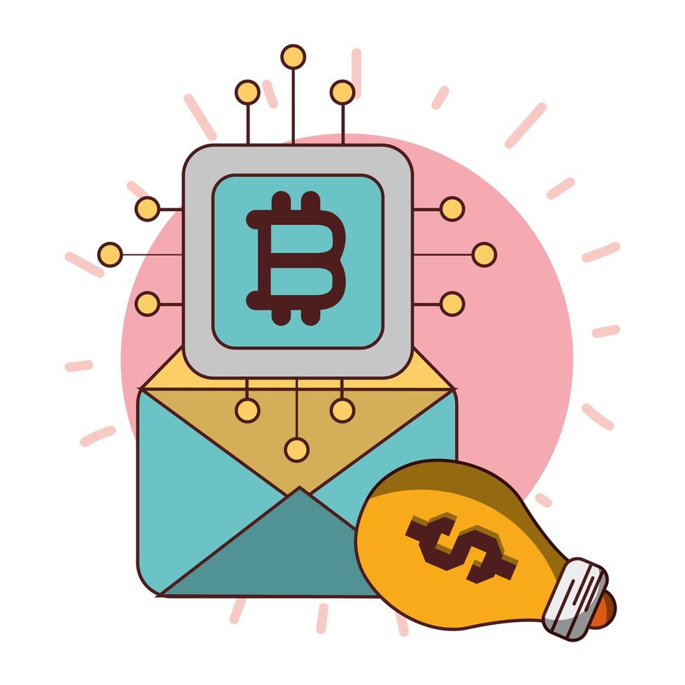 bitcoin e-mailmarketing creativiteit cryptocurrency transactie digitaal geld vector