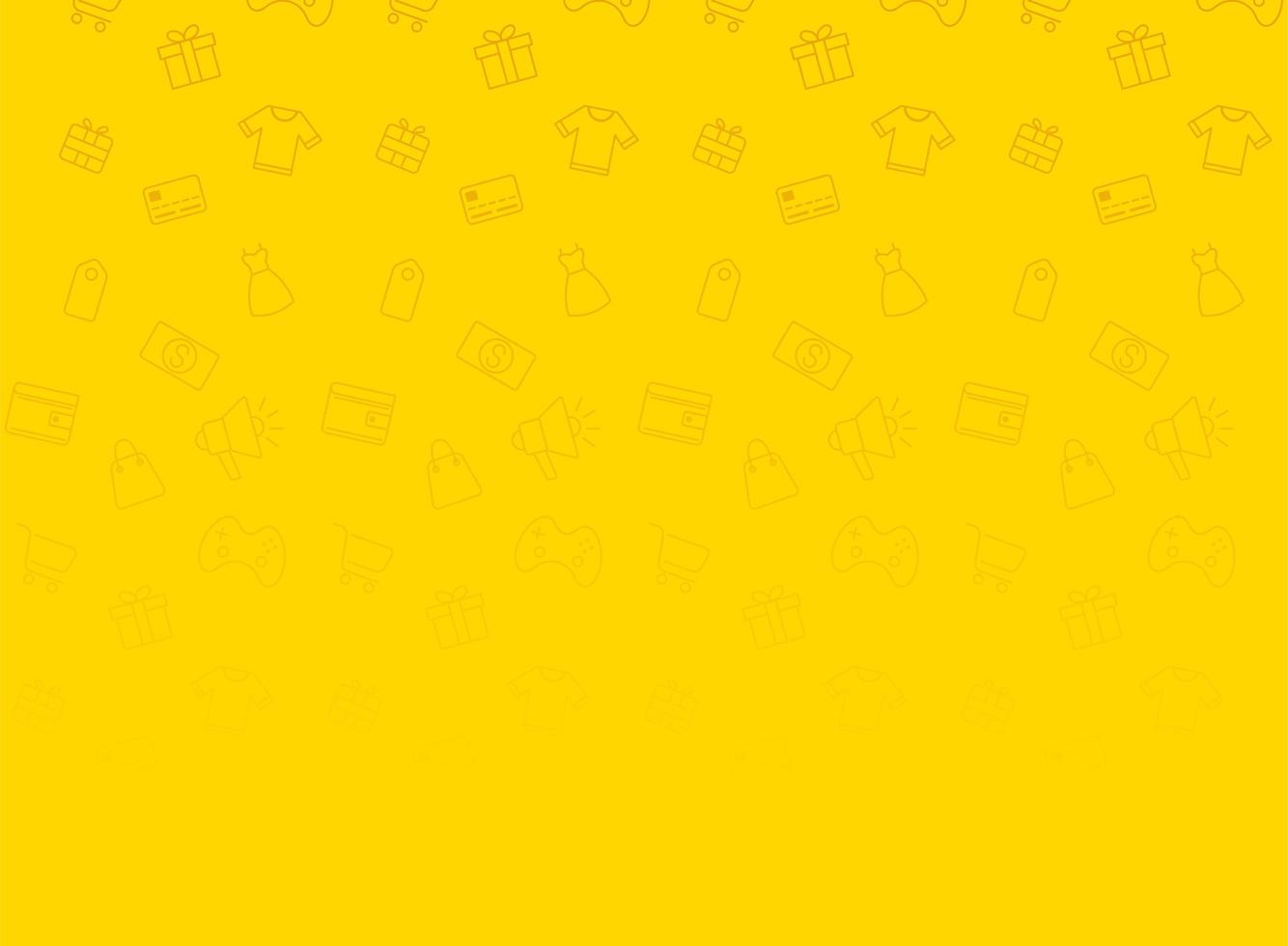 heldere gele kleur achtergrond winkelen pictogrammen vector
