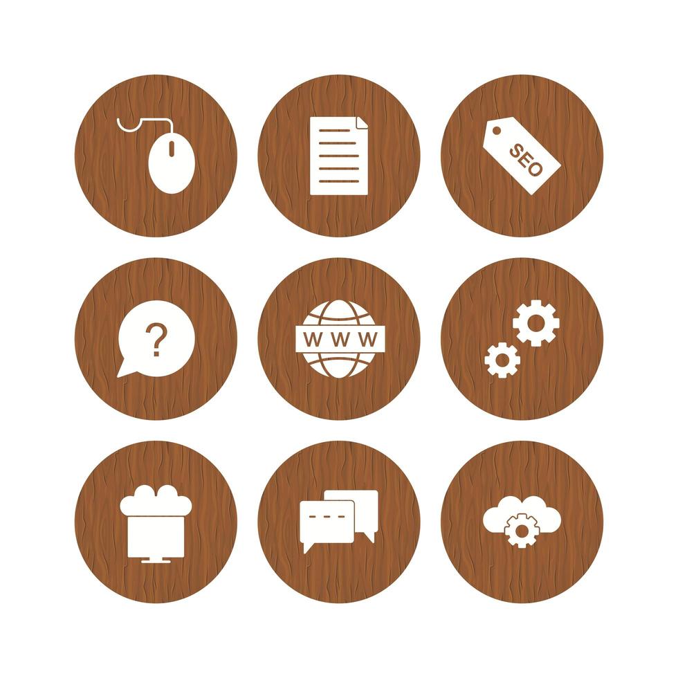 icon set van zoekmachineoptimalisatie vector