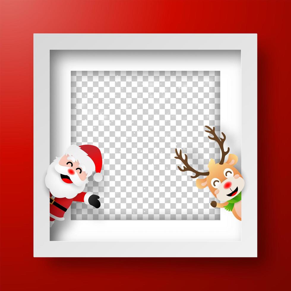 Kerstkader met de kerstman en rendieren vector