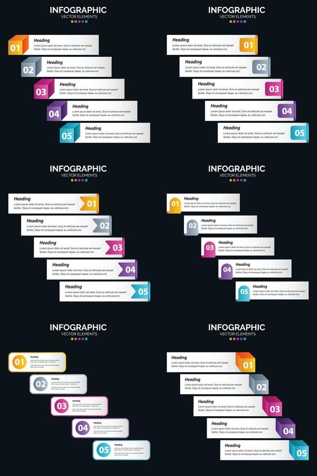 vector 6 infographics pak presentatie glijbaan sjabloon 5 stappen fiets diagrammen en tijdlijnen