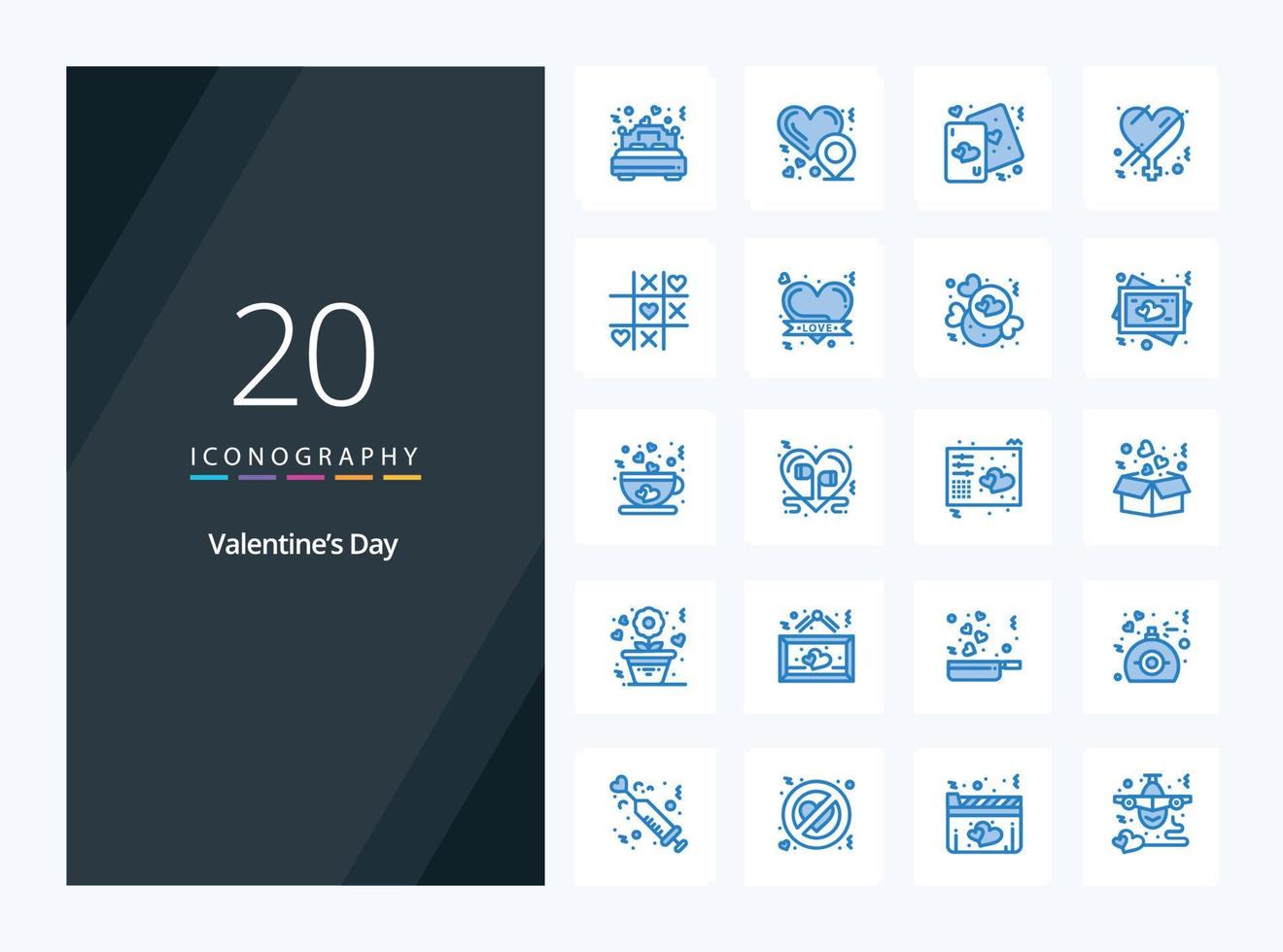 20 valentijnsdag dag blauw kleur icoon voor presentatie vector
