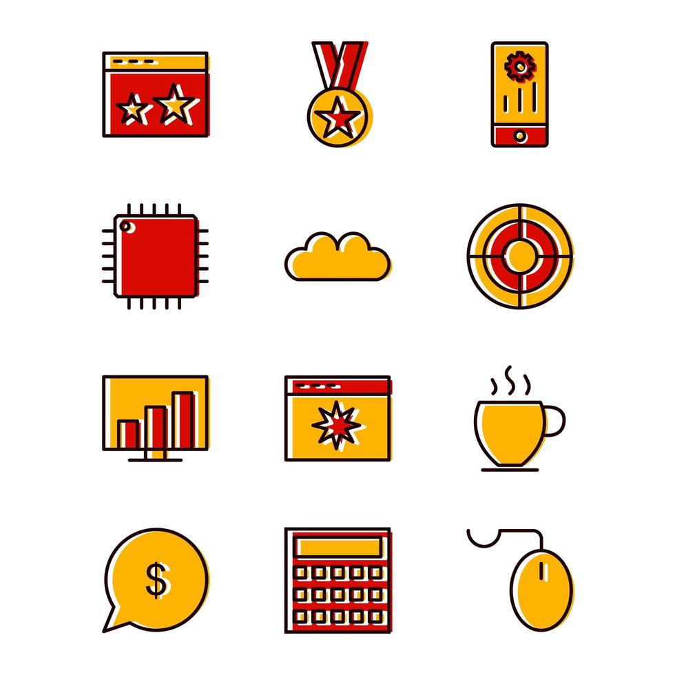 icon set van zoekmachineoptimalisatie voor persoonlijk en commercieel gebruik ... vector