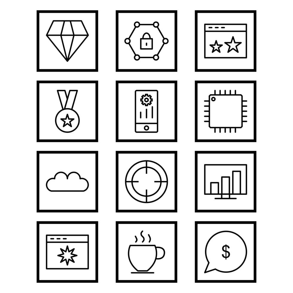 icon set van zoekmachineoptimalisatie voor persoonlijk en commercieel gebruik ... vector