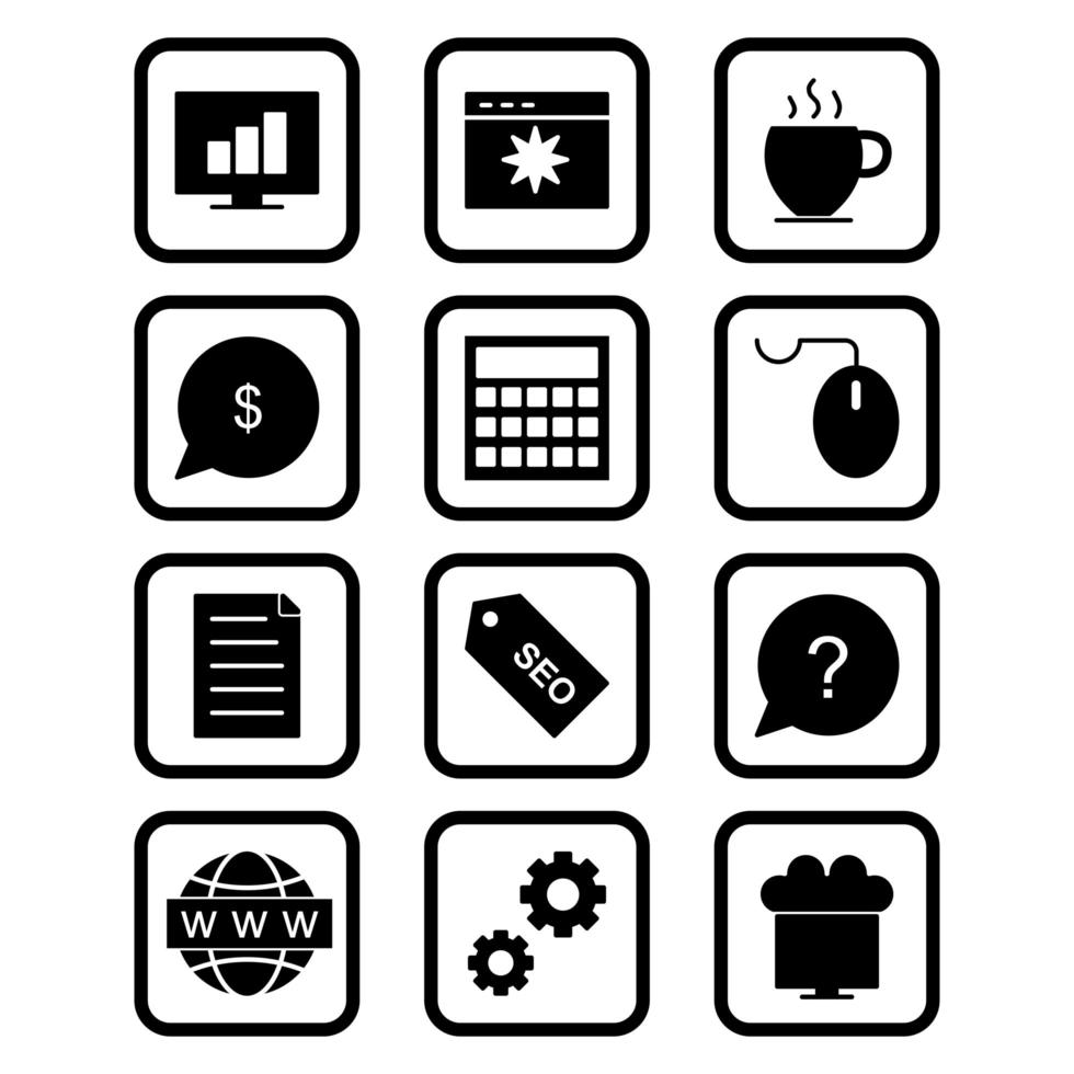 icon set van zoekmachineoptimalisatie voor persoonlijk en commercieel gebruik ... vector