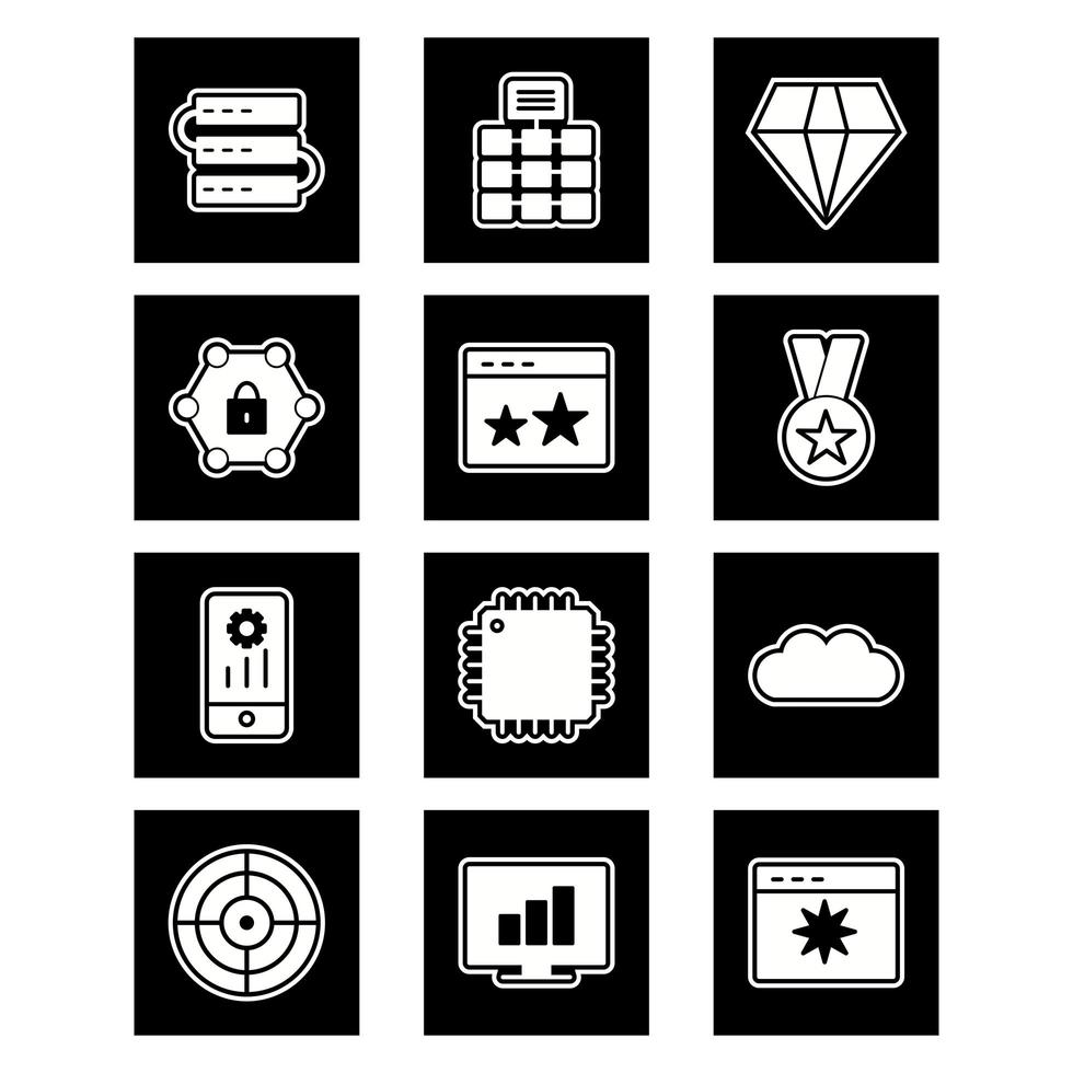 icon set van zoekmachineoptimalisatie voor persoonlijk en commercieel gebruik ... vector