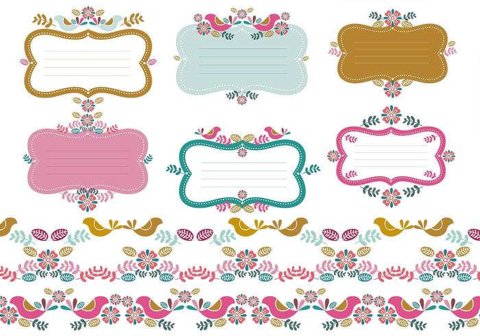 Bloemen Tags & Borders Vector Pack Two