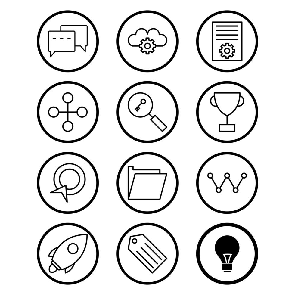 icon set van zoekmachineoptimalisatie voor persoonlijk en commercieel gebruik ... vector