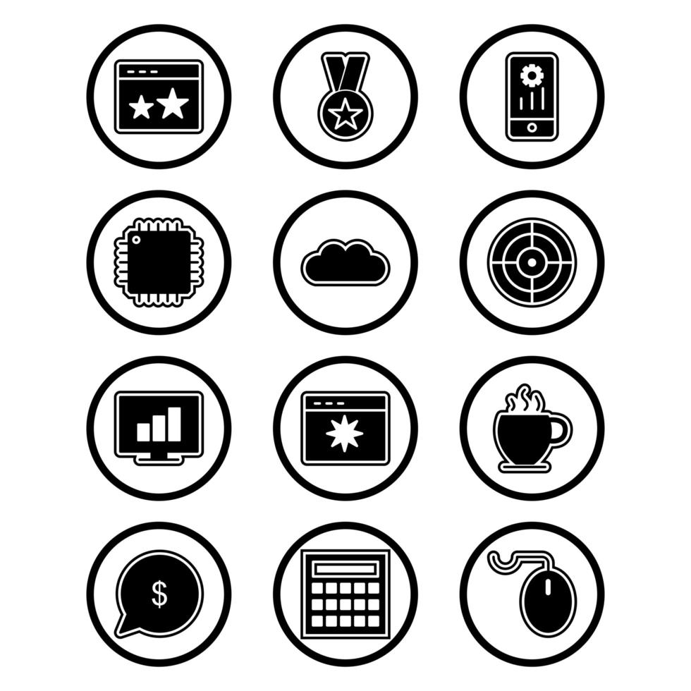 icon set van zoekmachineoptimalisatie voor persoonlijk en commercieel gebruik ... vector