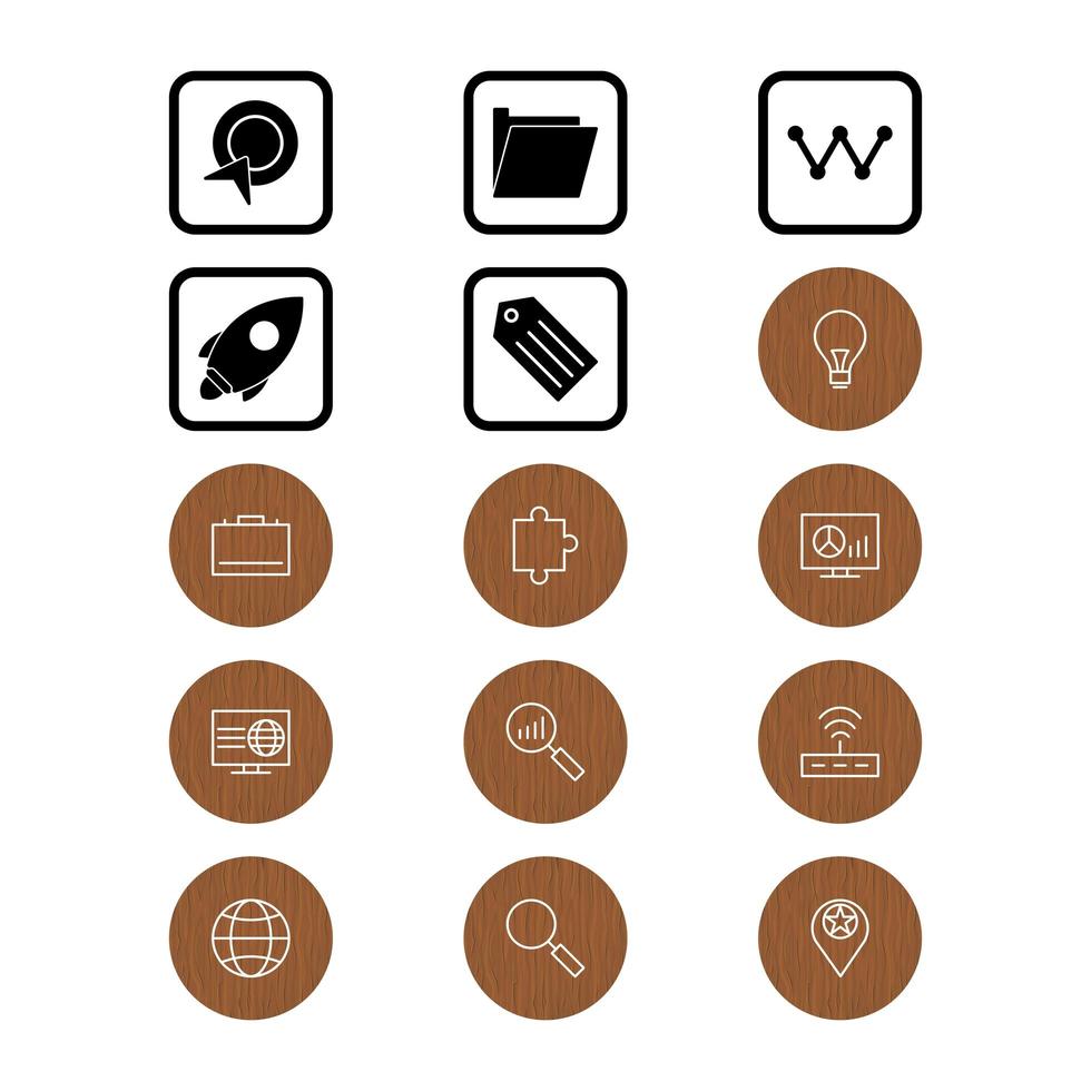 icon set van zoekmachineoptimalisatie voor persoonlijk en commercieel gebruik ... vector