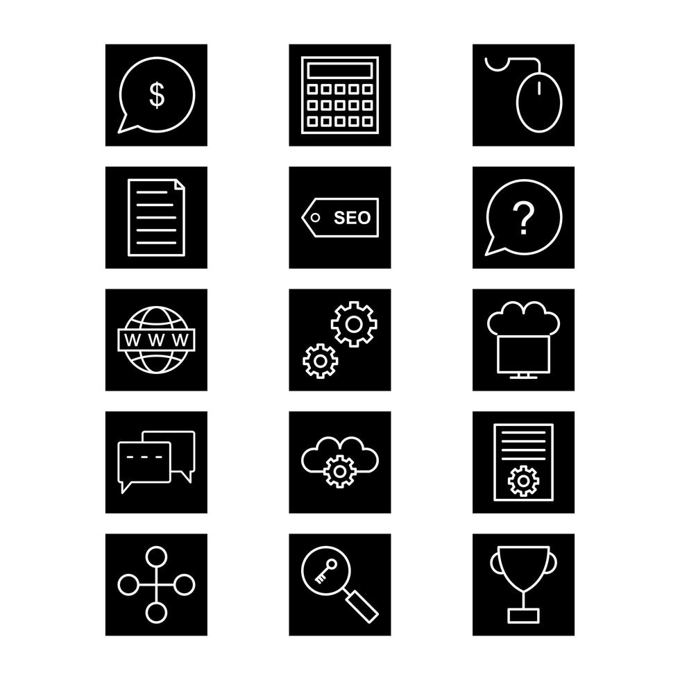 icon set van zoekmachineoptimalisatie voor persoonlijk en commercieel gebruik ... vector