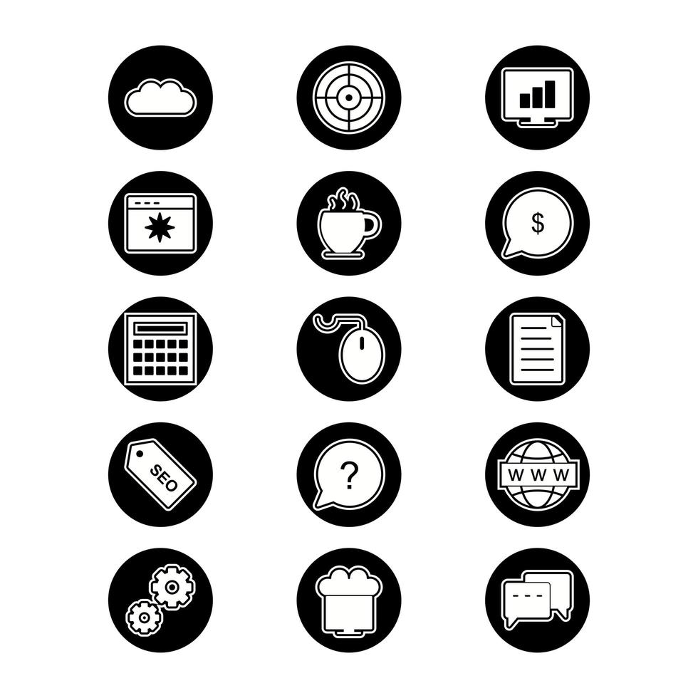 icon set van zoekmachineoptimalisatie voor persoonlijk en commercieel gebruik ... vector