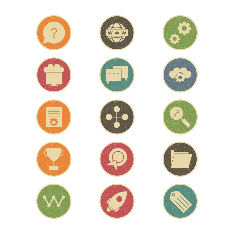 icon set van zoekmachineoptimalisatie voor persoonlijk en commercieel gebruik ... vector