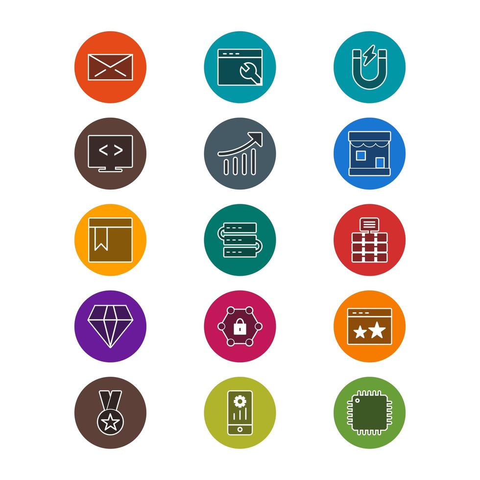 icon set van zoekmachineoptimalisatie voor persoonlijk en commercieel gebruik ... vector