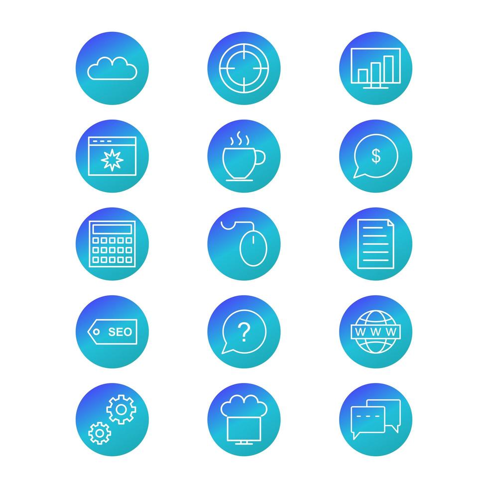 icon set van zoekmachineoptimalisatie voor persoonlijk en commercieel gebruik ... vector