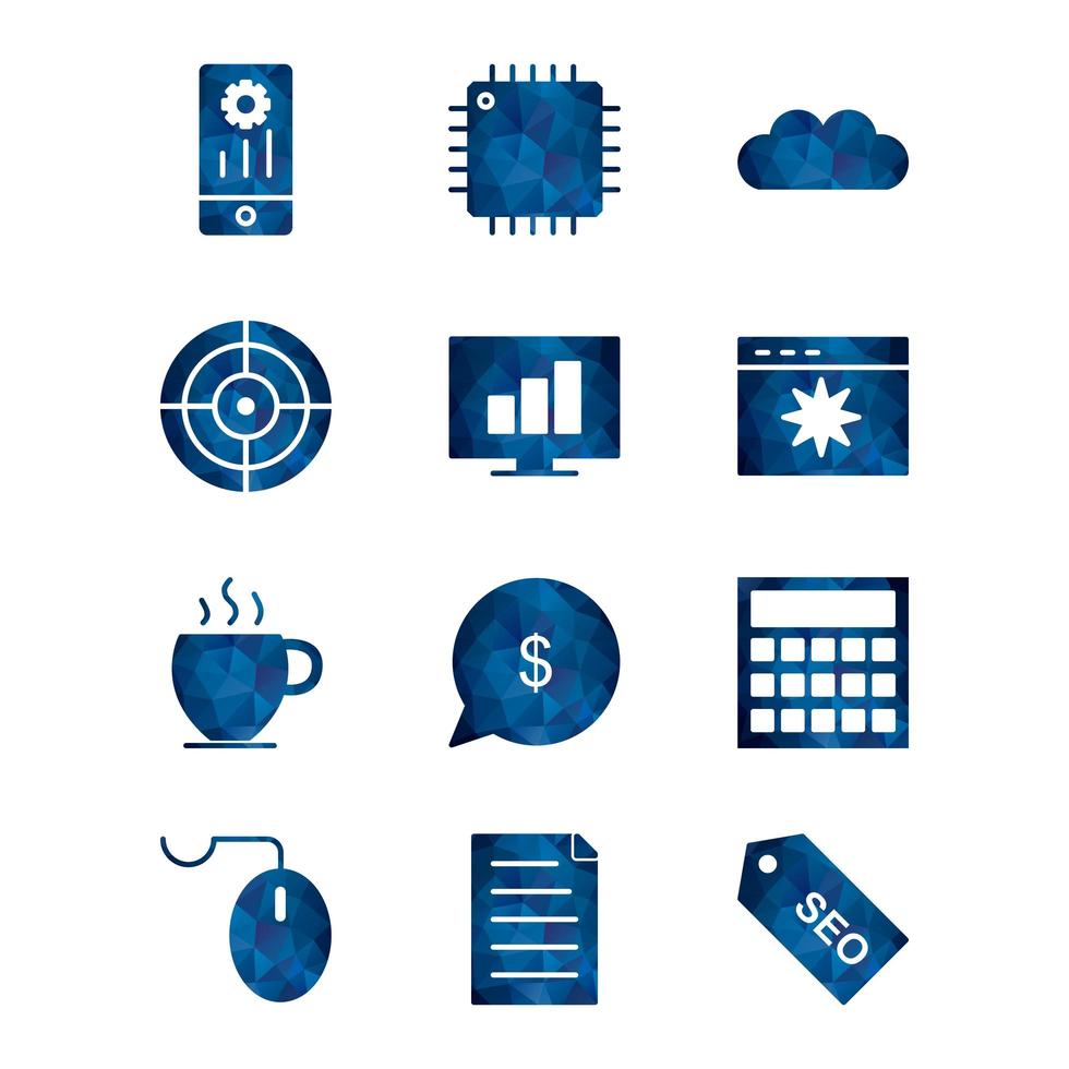 icon set van zoekmachineoptimalisatie voor persoonlijk en commercieel gebruik ... vector