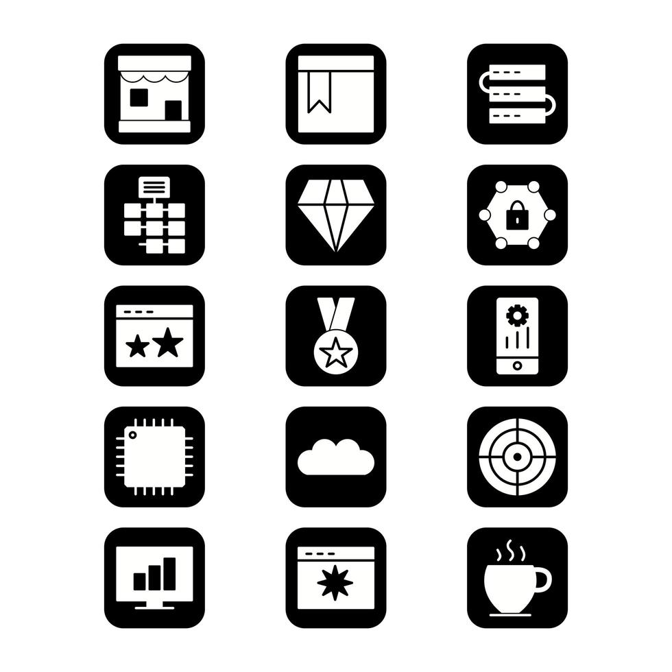 icon set van zoekmachineoptimalisatie voor persoonlijk en commercieel gebruik ... vector