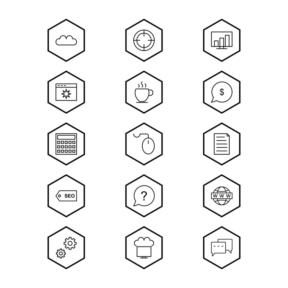 icon set van zoekmachineoptimalisatie voor persoonlijk en commercieel gebruik ... vector