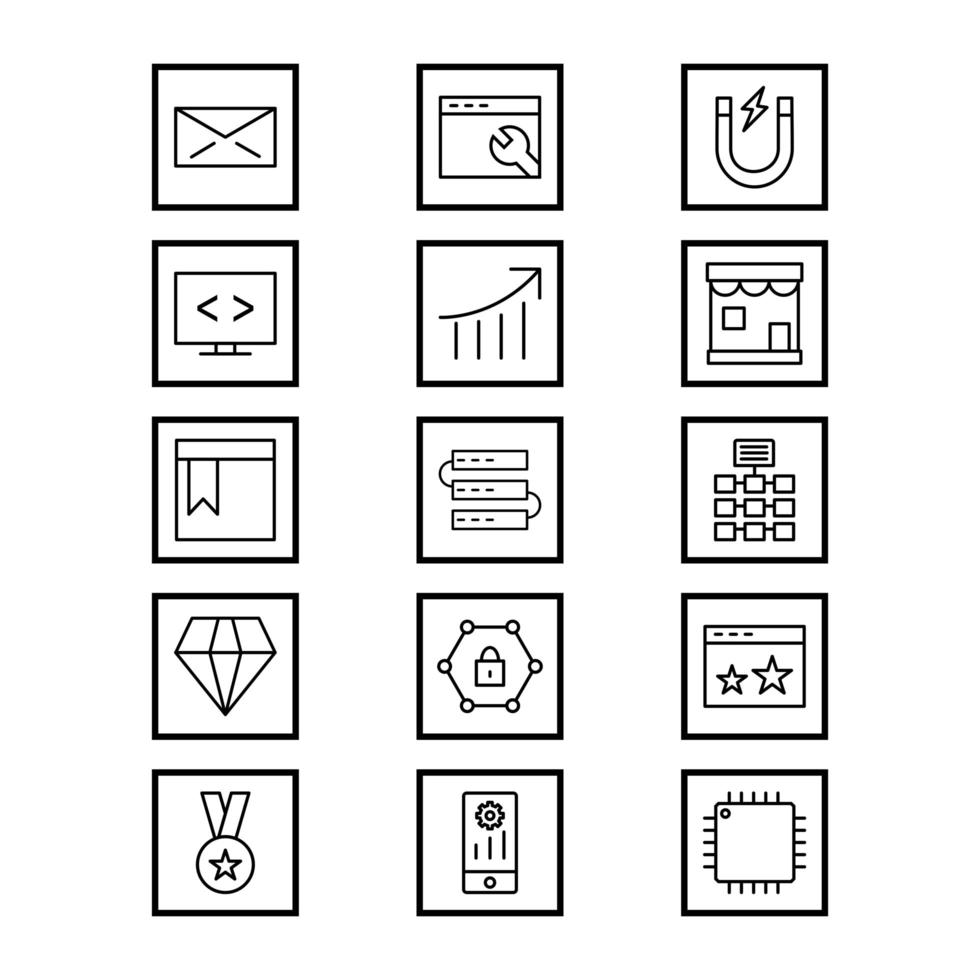 icon set van zoekmachineoptimalisatie voor persoonlijk en commercieel gebruik ... vector