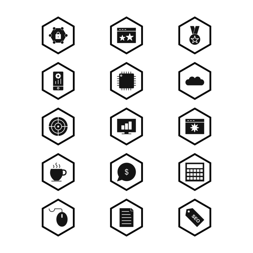 icon set van zoekmachineoptimalisatie voor persoonlijk en commercieel gebruik ... vector