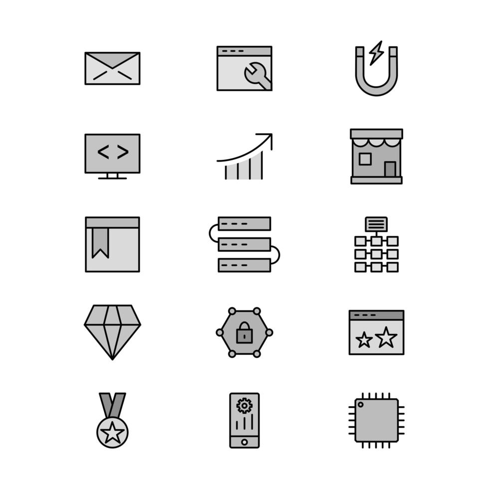 icon set van zoekmachineoptimalisatie voor persoonlijk en commercieel gebruik ... vector