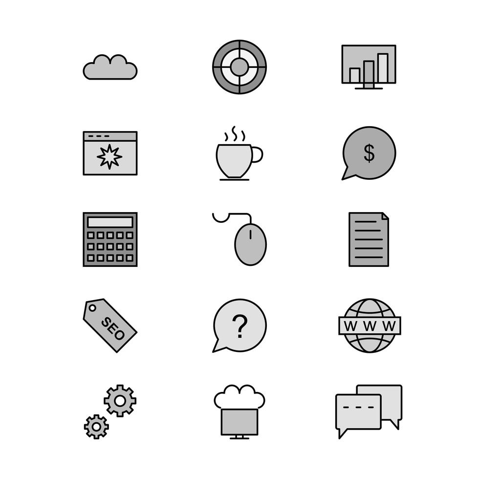 icon set van zoekmachineoptimalisatie voor persoonlijk en commercieel gebruik ... vector