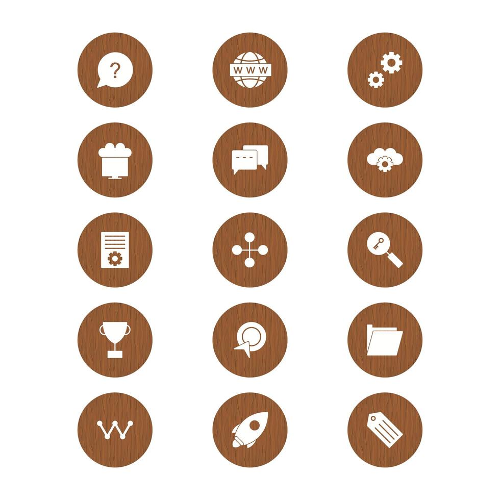 icon set van zoekmachineoptimalisatie voor persoonlijk en commercieel gebruik ... vector