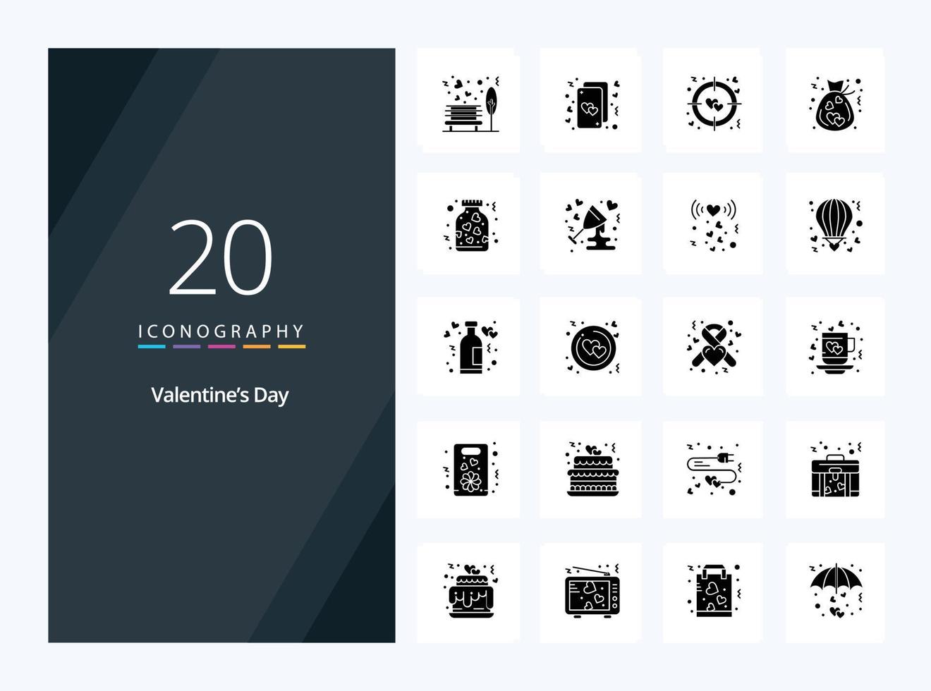 20 valentijnsdag dag solide glyph icoon voor presentatie vector