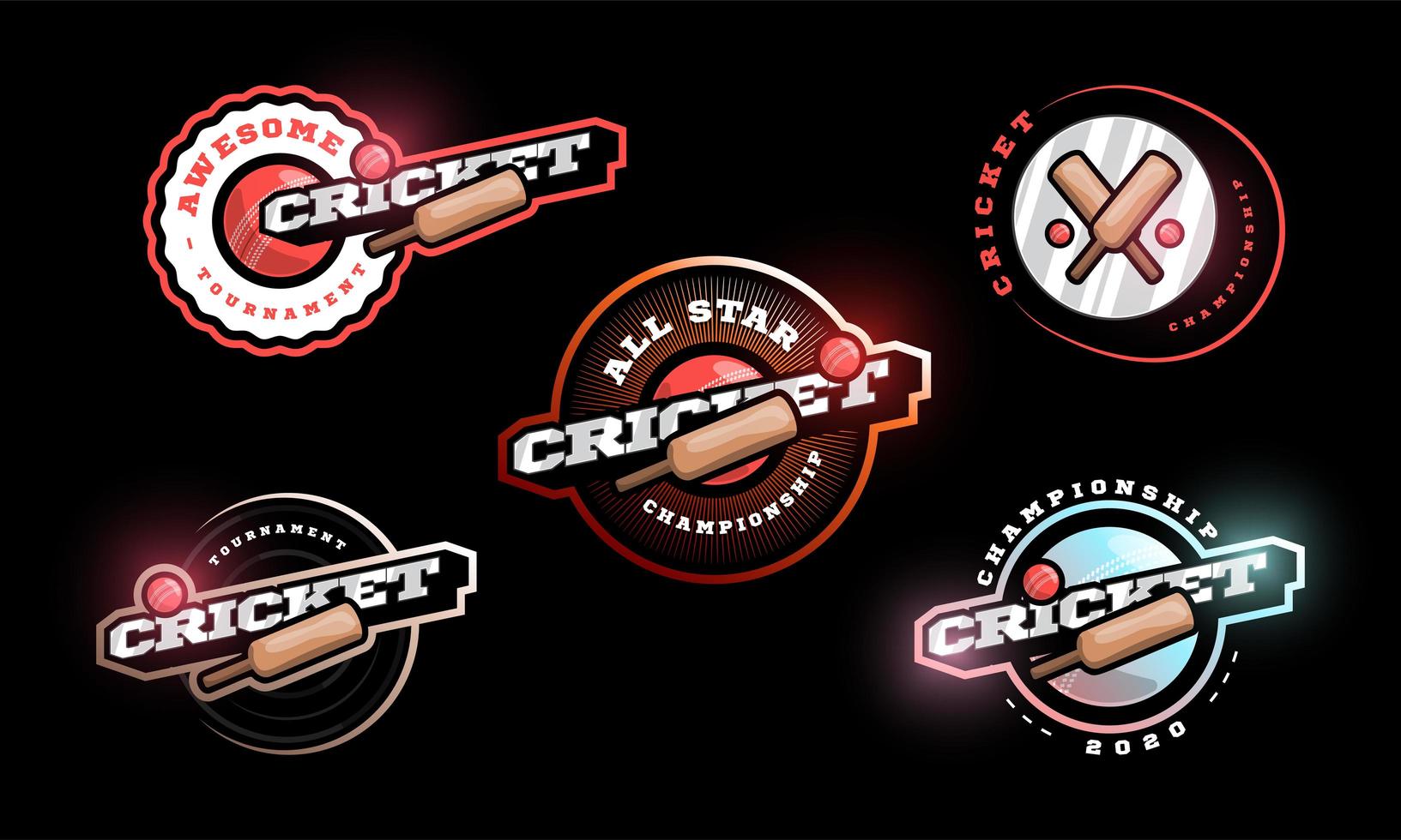 cricket vector logo set