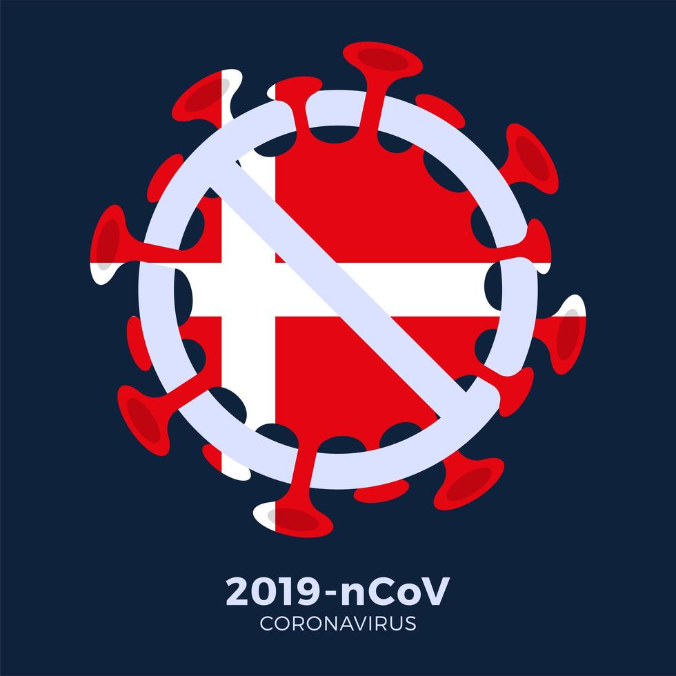Denemarken vlag teken voorzichtigheid coronavirus vector