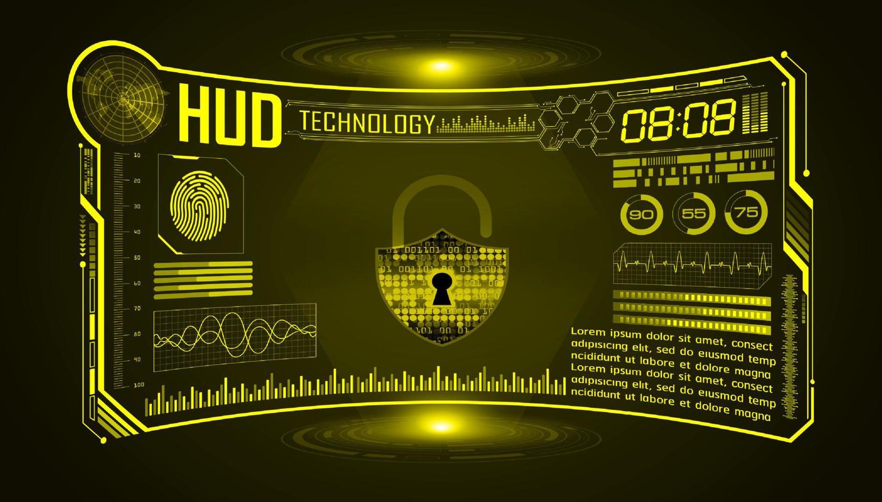 modern hud technologie scherm achtergrond met hangslot vector