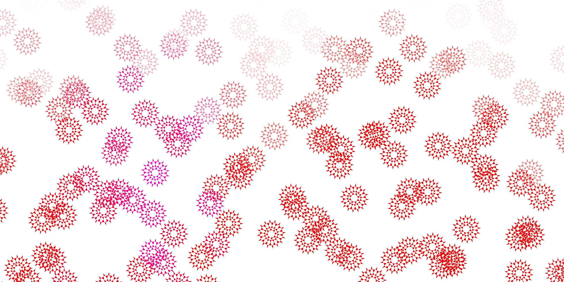 lichtroze, rood vector doodle sjabloon met bloemen.