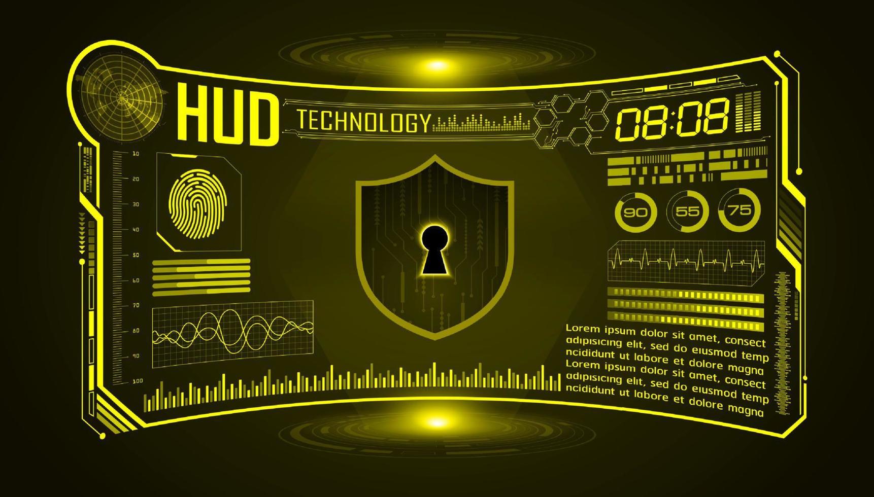 modern hud technologie scherm achtergrond met hangslot vector