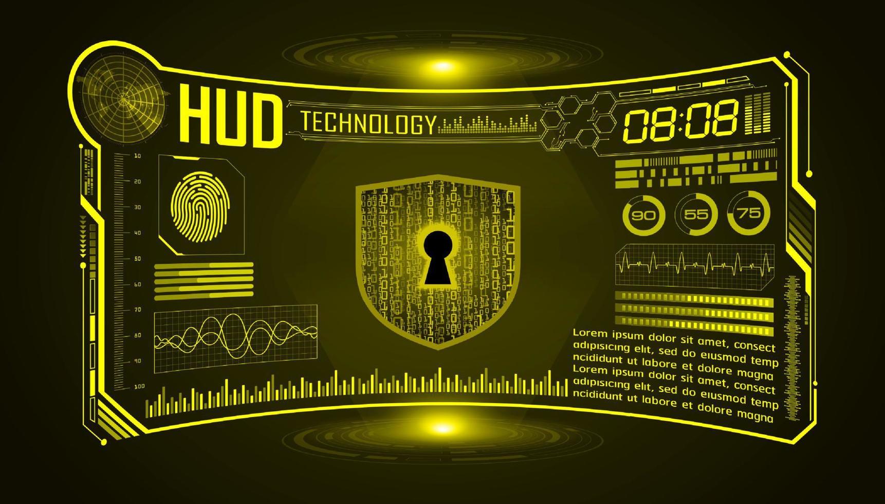 modern hud technologie scherm achtergrond met hangslot vector