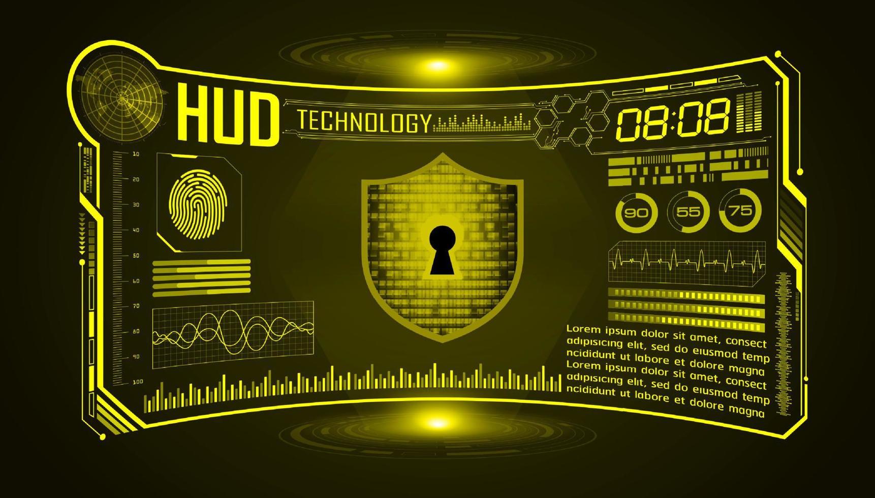 modern hud technologie scherm achtergrond met hangslot vector