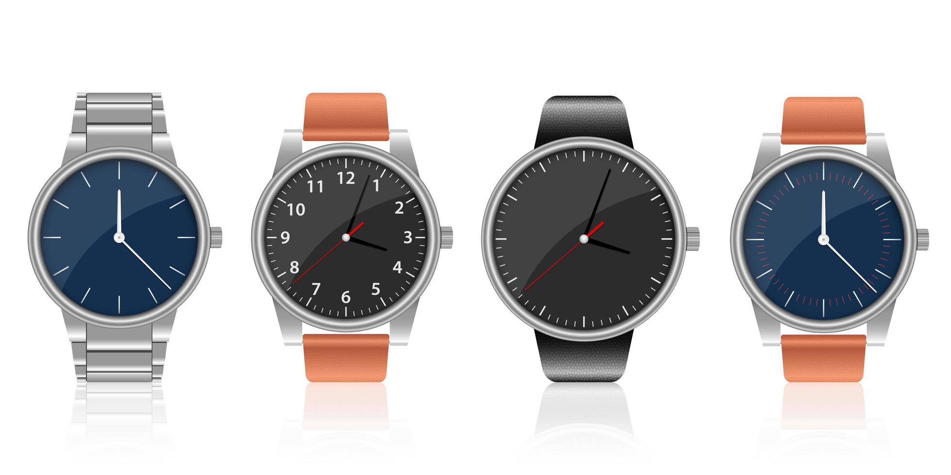 realistische horloge set vector ontwerp illustratie geïsoleerd op een witte achtergrond