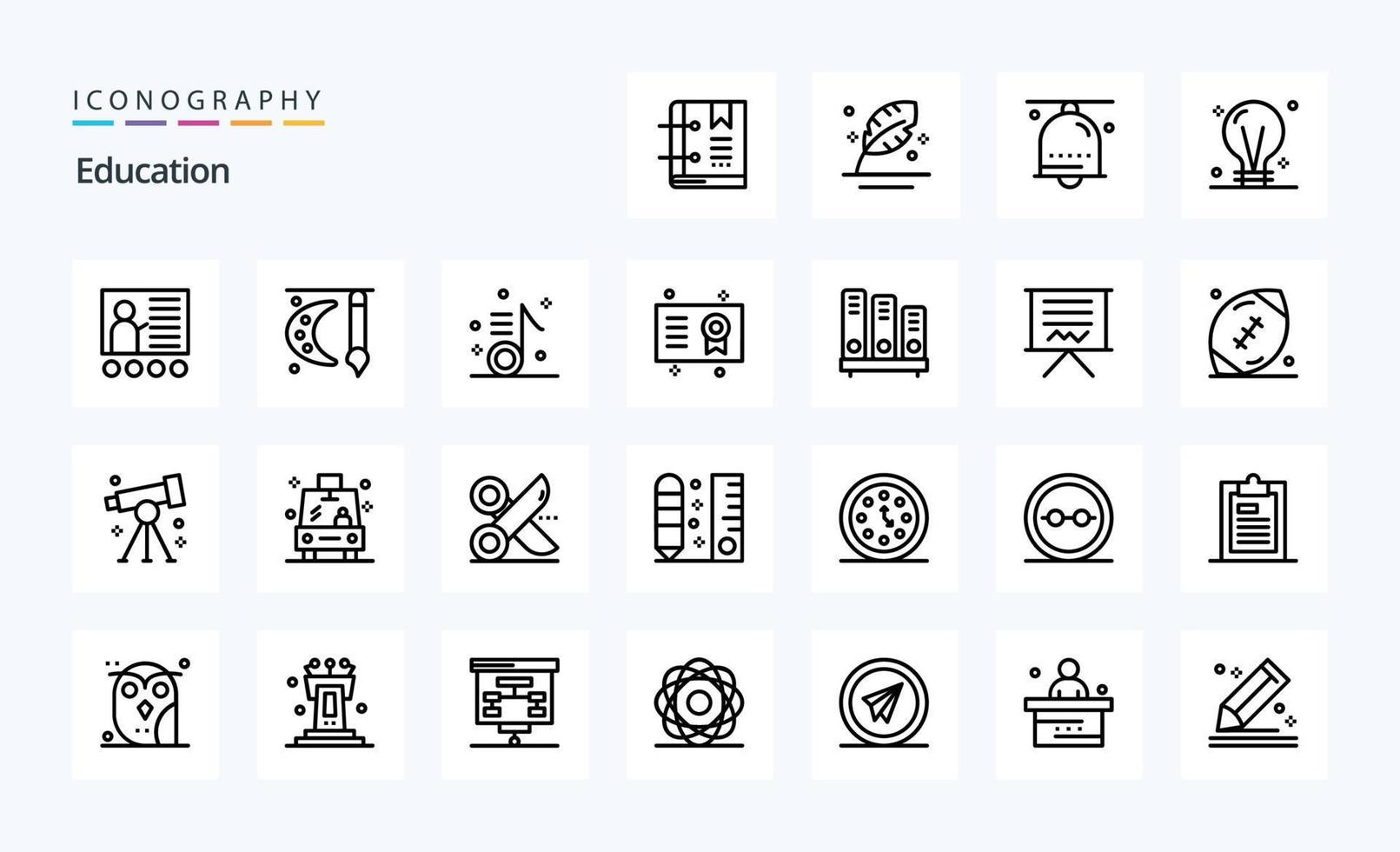 25 onderwijs lijn icoon pak vector