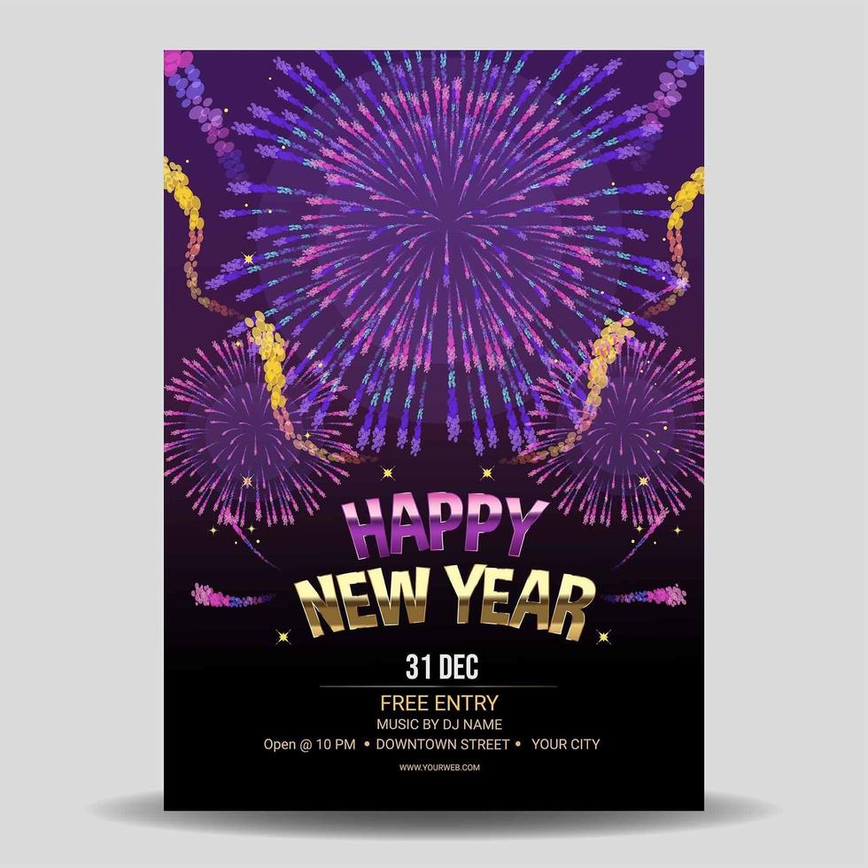 fantastisch vuurwerk voor poster voor nieuwjaarsviering vector