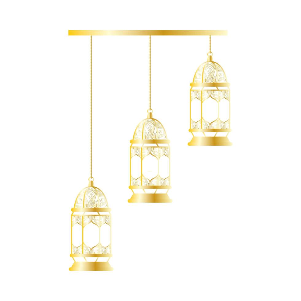 gouden lampen die ramadan kareem hangen vector