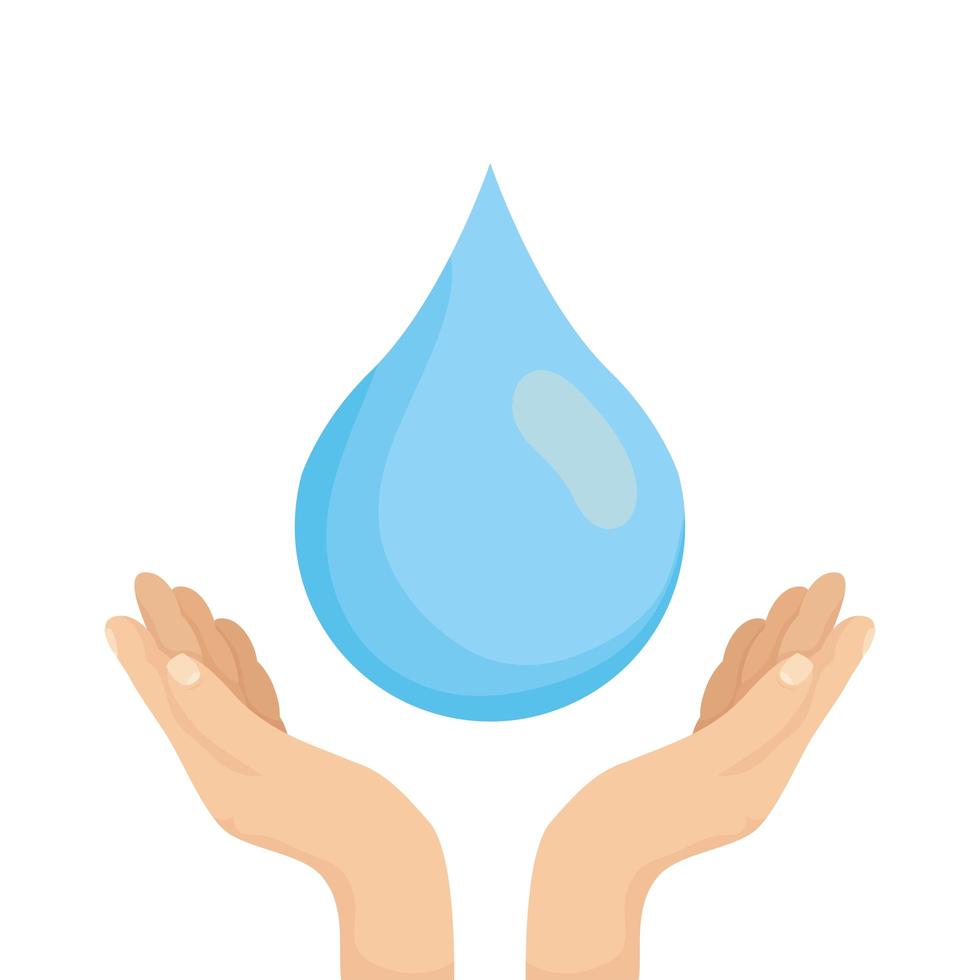 handen met waterdruppel vloeibare pictogram vector