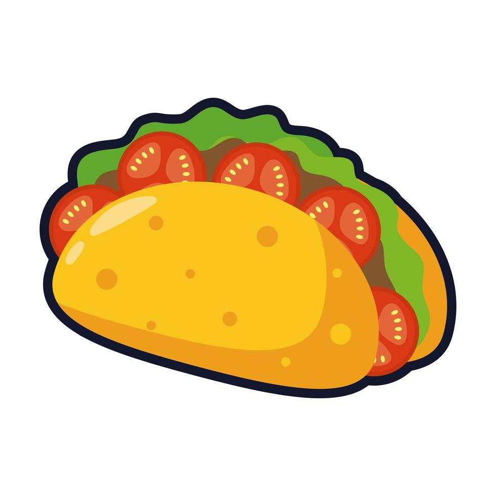 heerlijke Mexicaanse taco's traditionele gerechten platte stijlicoon vector