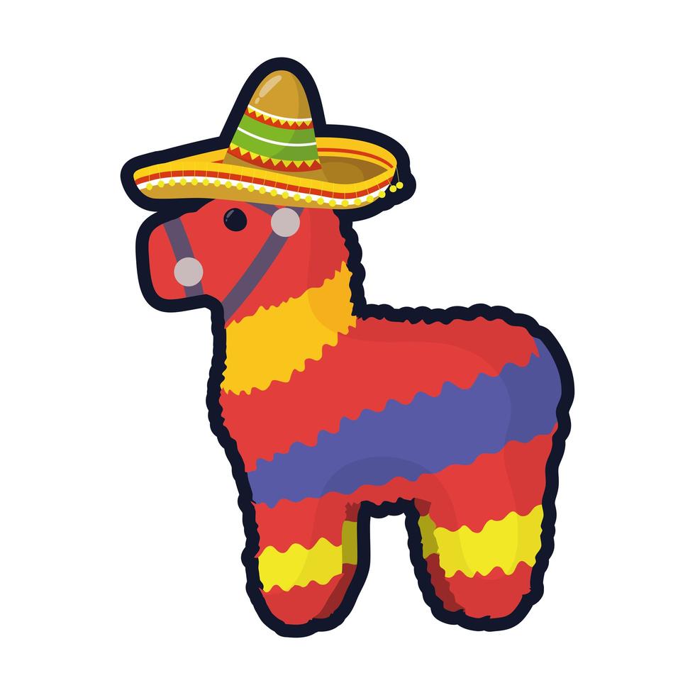 Mexicaanse cultuur pinata vlakke stijl pictogram vector illustratie ontwerp