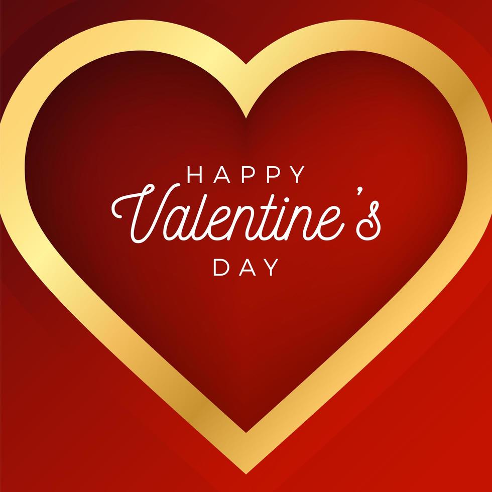 valentijn dag abstracte achtergrond met rood en goud omtrek hart vector