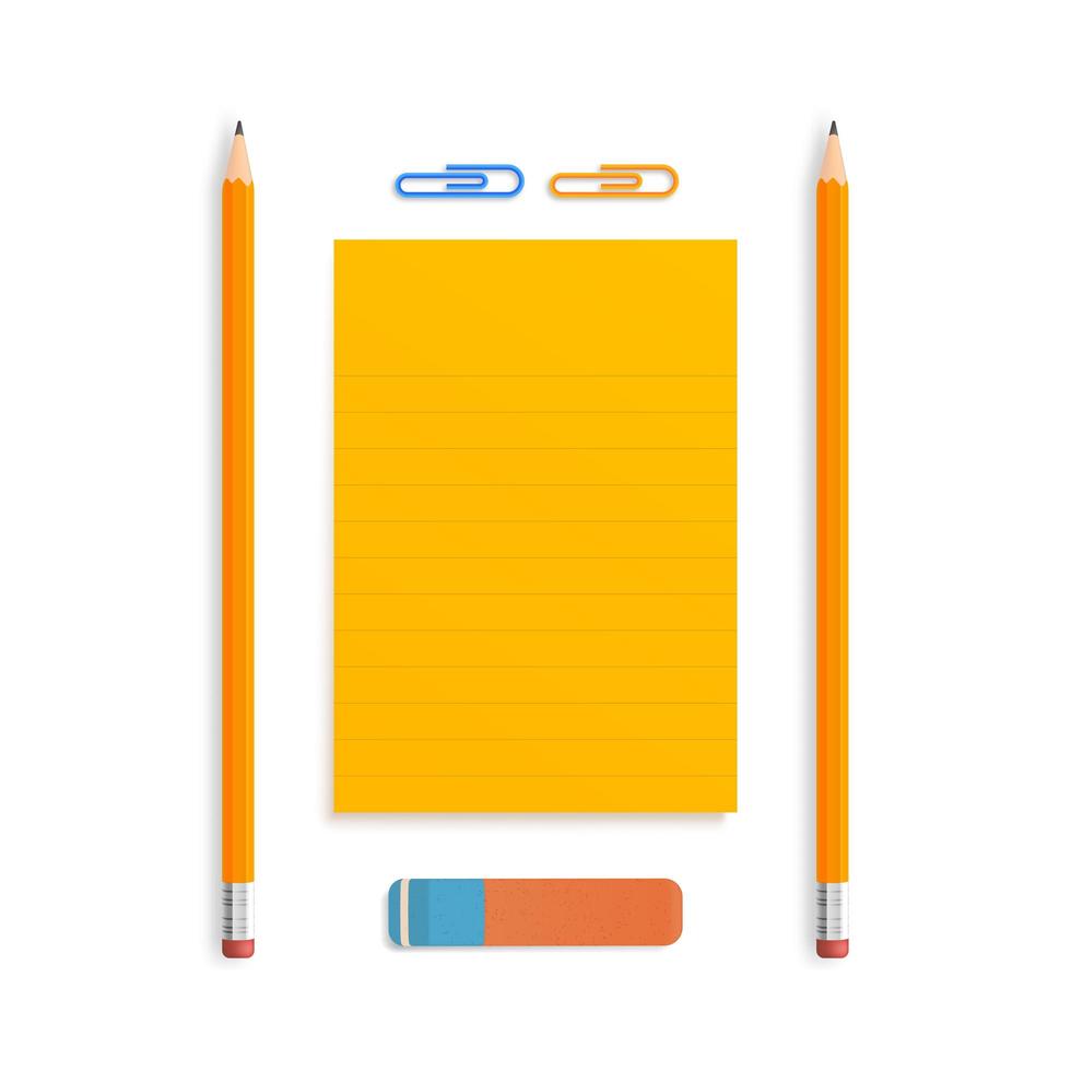 twee oranje vector realistische potloden met papier