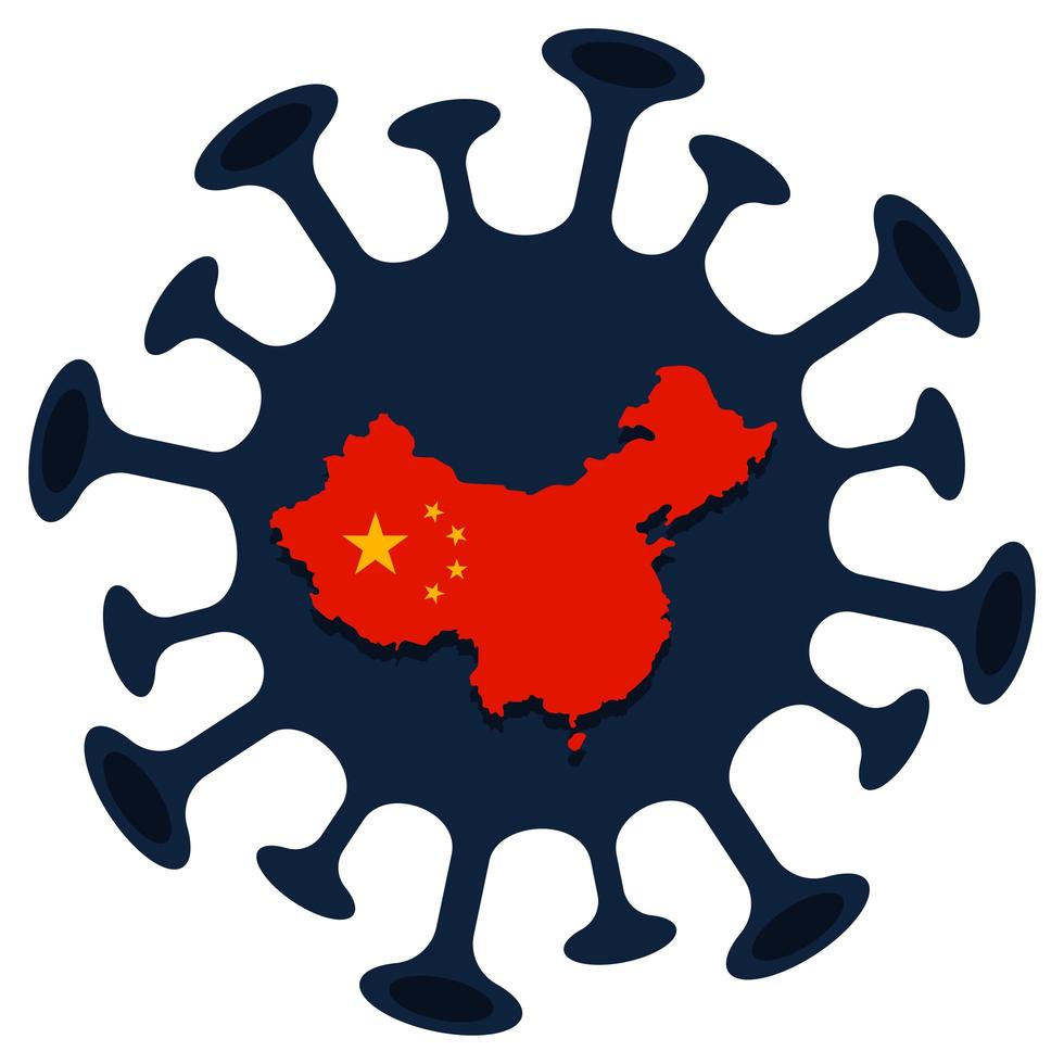 china vlag kaart teken voorzichtigheid coronavirus 2019-ncov uitbraak vector