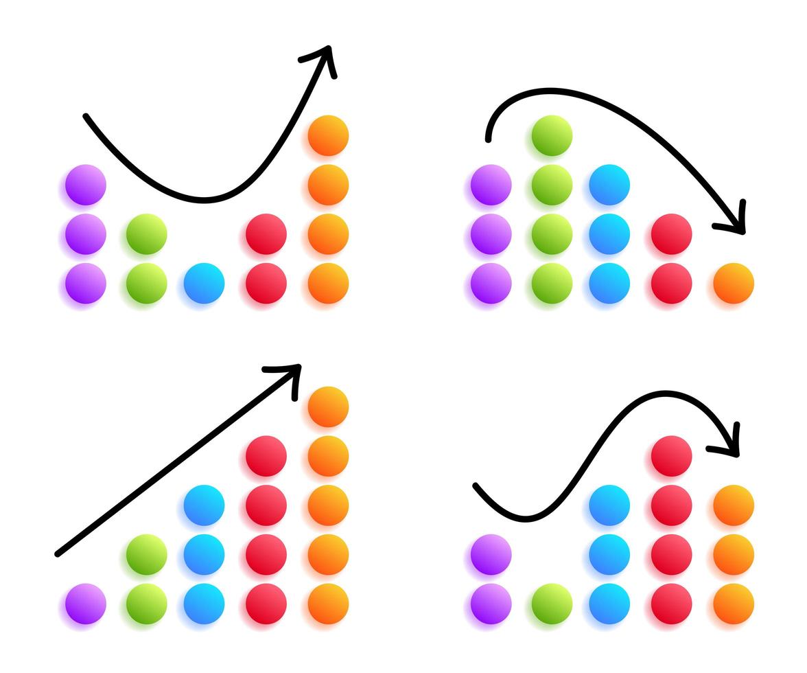 recessie en groeigrafiek ingesteld vector